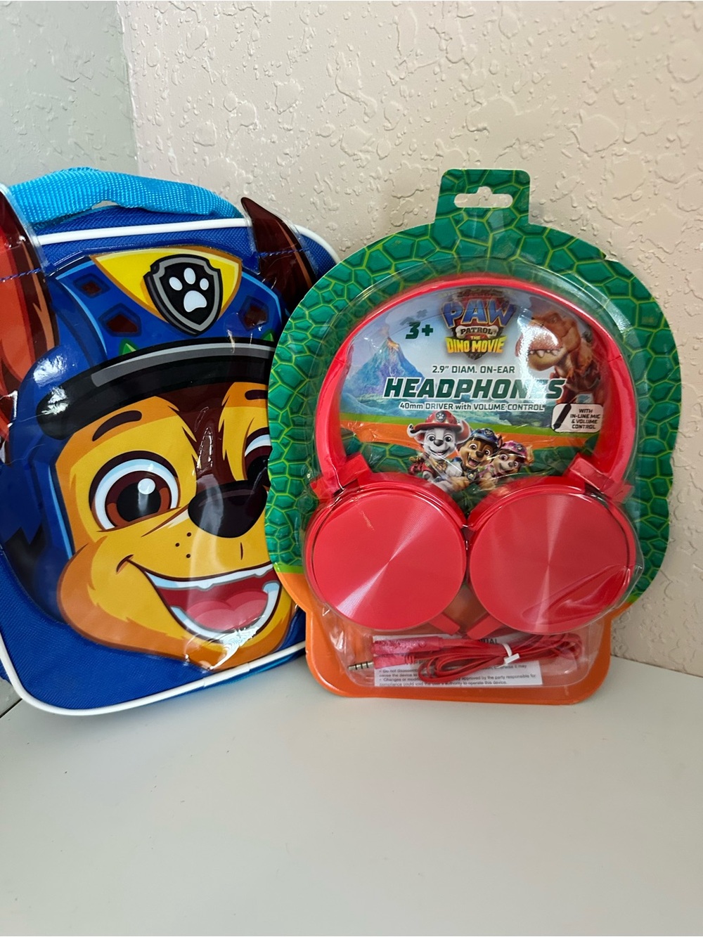 Paw Patrol Red Kids Wired On-Ear Headphones and lunch box